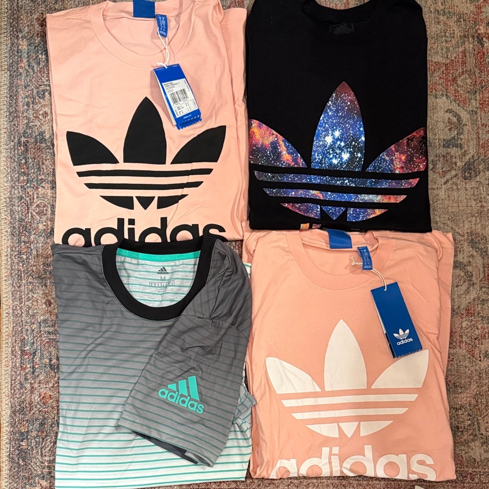 adidas Graphic Tee Bundle - Pink, Black, Gray, Green
